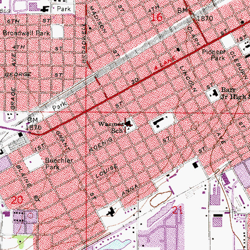 Topographic Map of Wasmer Elementary School, NE