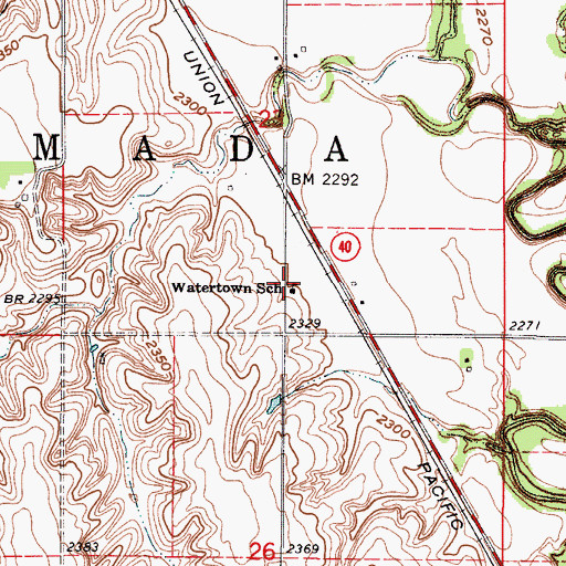 Topographic Map of Watertown School (historical), NE