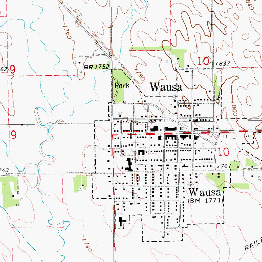 Topographic Map of Wausa, NE