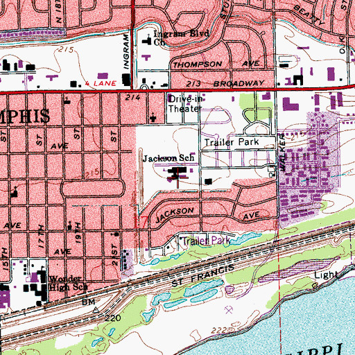 Topographic Map of Jackson Elementary School, AR