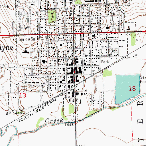 Topographic Map of Wayne, NE