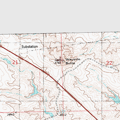 Topographic Map of Wayside Butte, NE