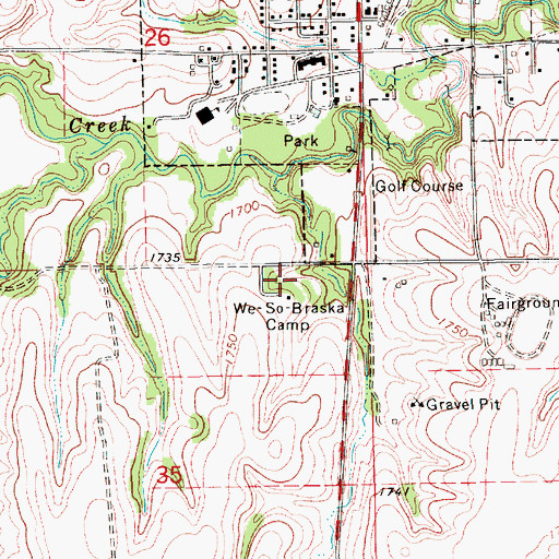 Topographic Map of We-So-Braska Camp, NE
