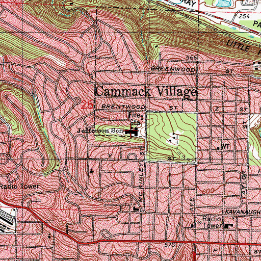 Topographic Map of Jefferson Elementary School, AR