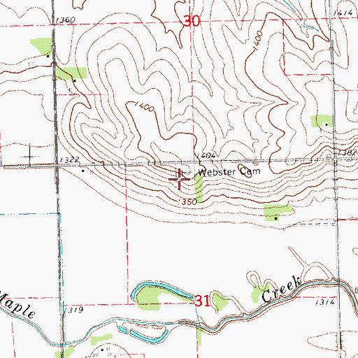 Topographic Map of Webster Cemetery, NE