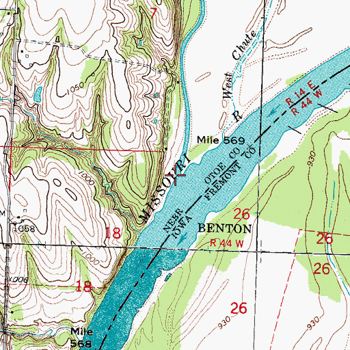 Topographic Map of Weeping Water Creek, NE