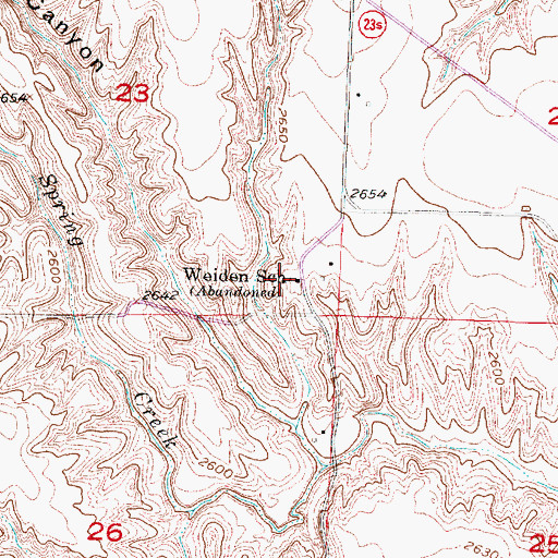 Topographic Map of Weiden School, NE