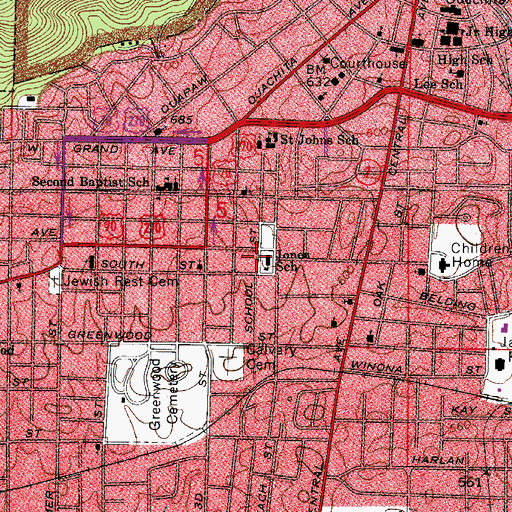 Topographic Map of Jones Elementary School, AR