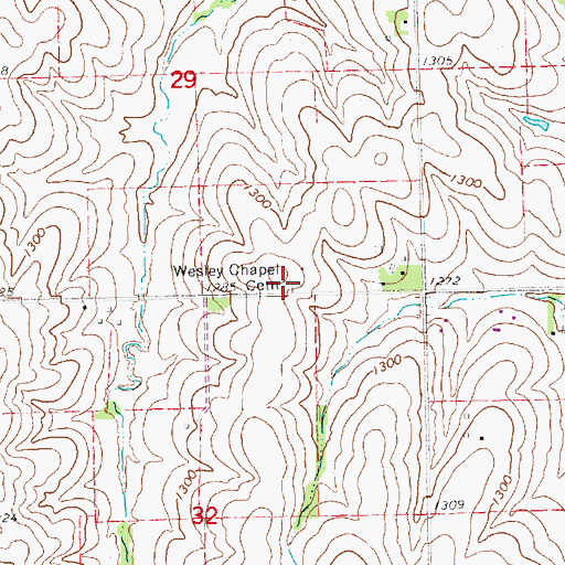 Topographic Map of Wesley Chapel Cemetery, NE