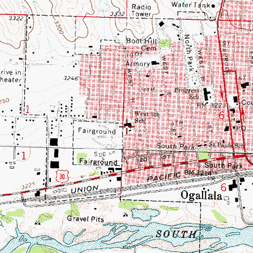 Topographic Map of West 5th School, NE