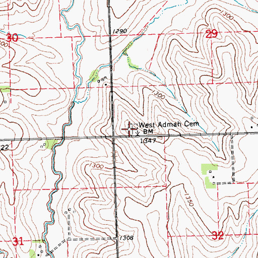 Topographic Map of West Admah Cemetery, NE