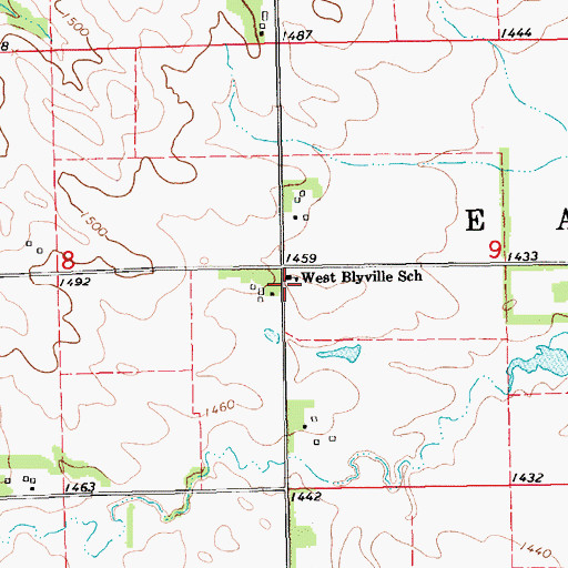Topographic Map of West Blyville School, NE