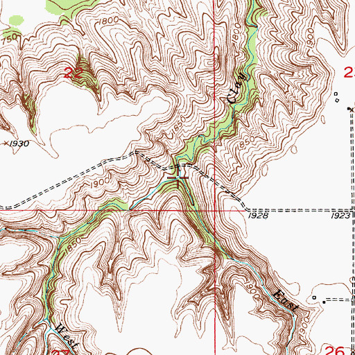 Topographic Map of West Branch Clay Creek, NE