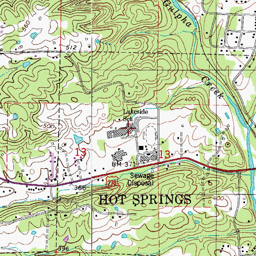 Topographic Map of Lakeside High School, AR