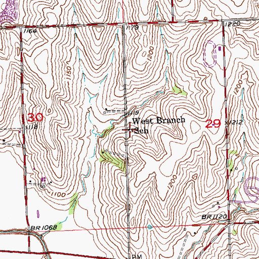 Topographic Map of West Branch School, NE