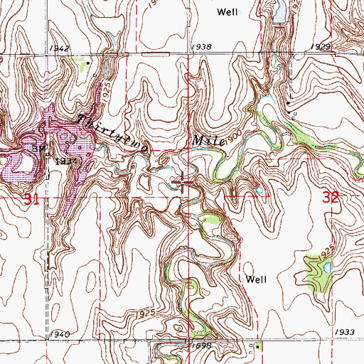 Topographic Map of West Branch Thirtytwo Mile Creek, NE