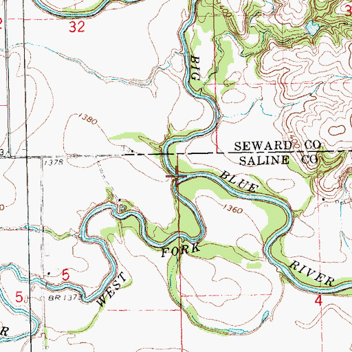 Topographic Map of West Fork Big Blue River, NE