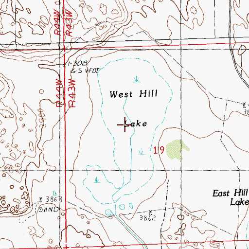 Topographic Map of West Hill Lake, NE