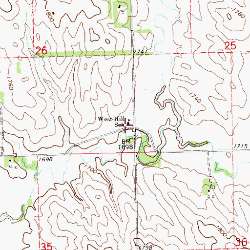 Topographic Map of West Hill School, NE