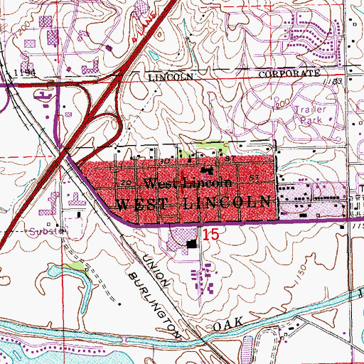 Topographic Map of West Lincoln, NE