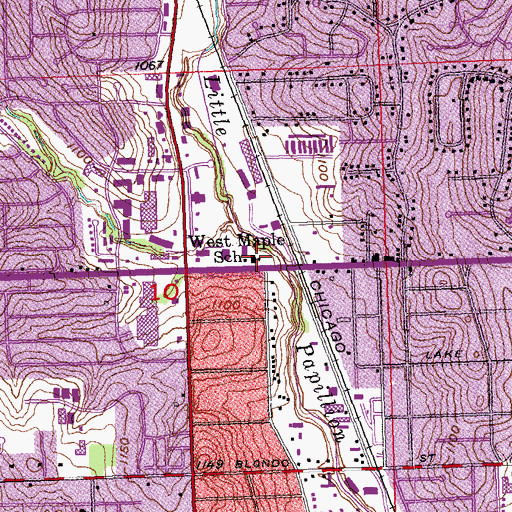 Topographic Map of West Maple School, NE