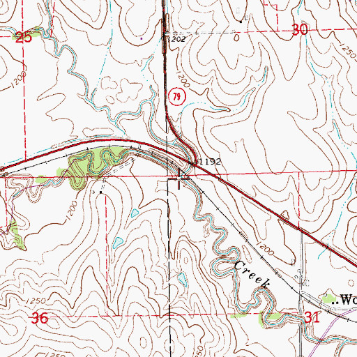 Topographic Map of West Oak Creek, NE