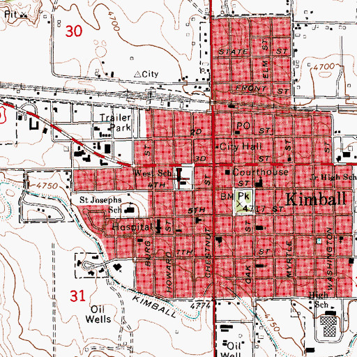 Topographic Map of West School, NE