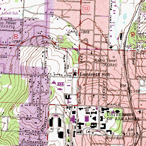 Topographic Map of Leverett Elementary School, AR