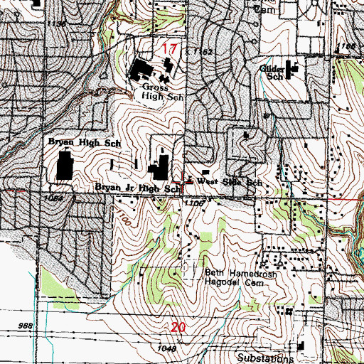 Topographic Map of West Side School, NE