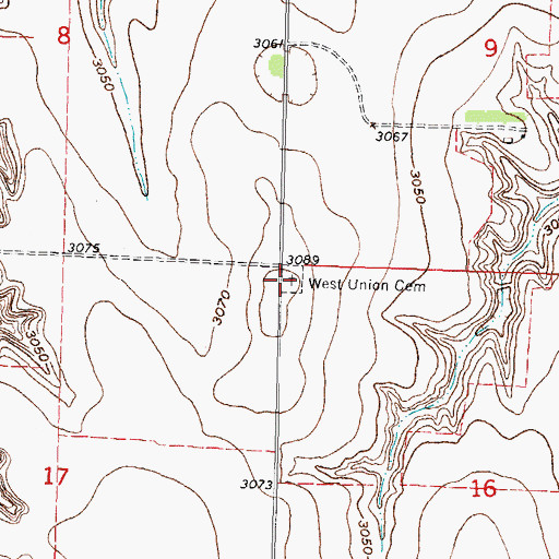 Topographic Map of West Union Cemetery, NE