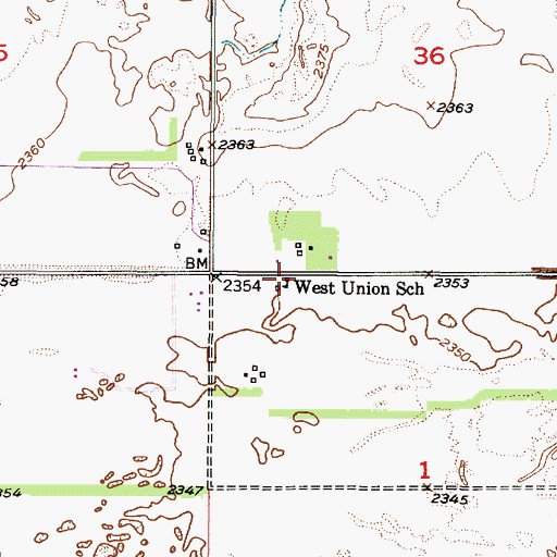 Topographic Map of West Union School (historical), NE