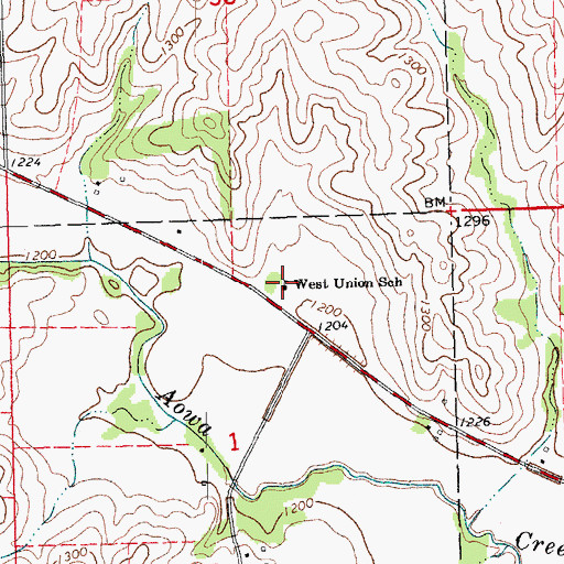 Topographic Map of West Union School, NE