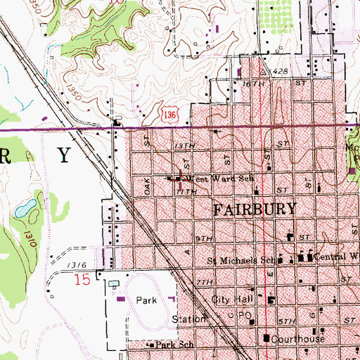 Topographic Map of West Ward School, NE