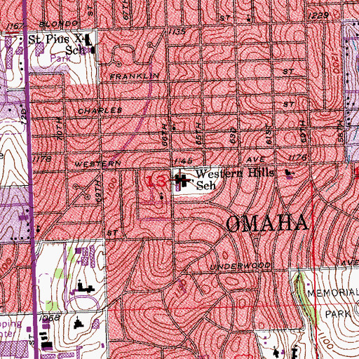 Topographic Map of Western Hills Magnet Center School, NE