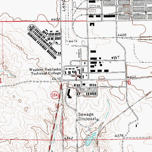 Topographic Map of Western Nebraska Technical College, NE