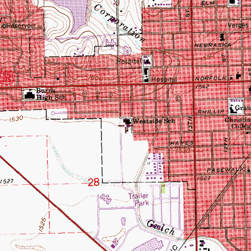 Topographic Map of Westside Elementary School, NE