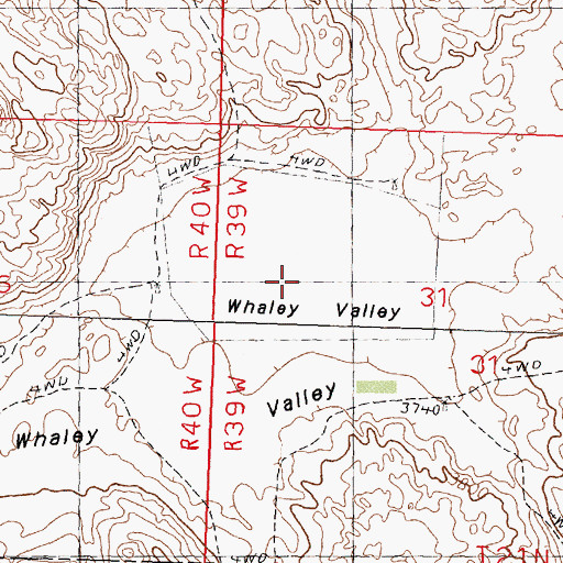 Topographic Map of Whaley Valley, NE