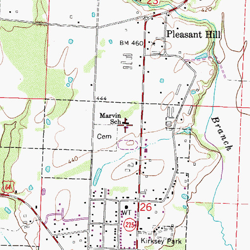 Topographic Map of Marvin Elementary School, AR