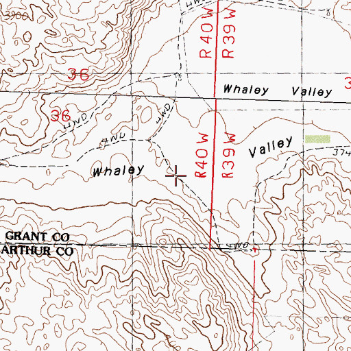 Topographic Map of Whaley Valley, NE