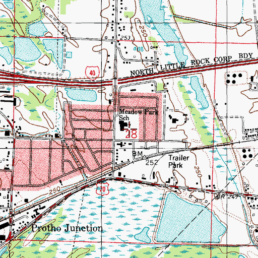 Topographic Map of Meadow Park Elementary School, AR