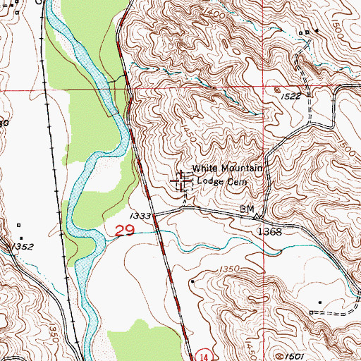 Topographic Map of White Mountain Lodge Cemetery, NE