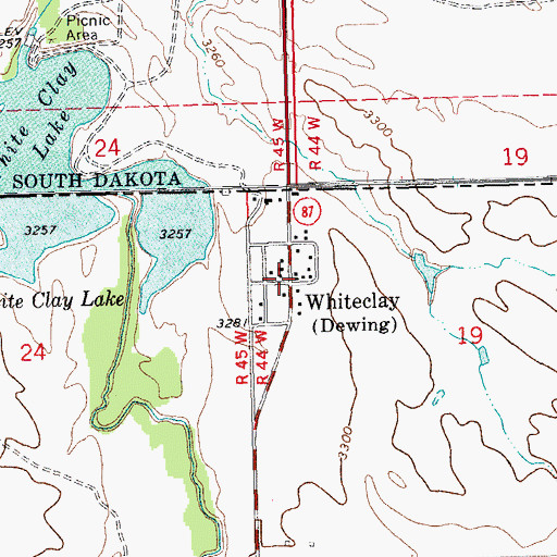 Topographic Map of Whiteclay, NE