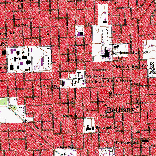 Topographic Map of Whitehall State Childrens Home, NE