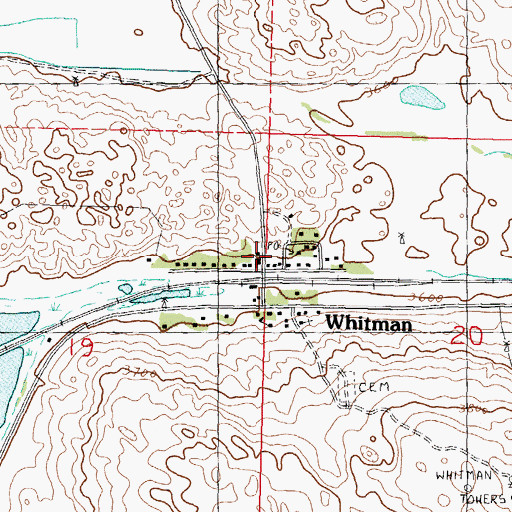 Topographic Map of Whitman, NE