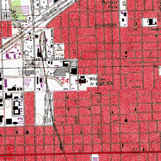 Topographic Map of Whittier Junior High School, NE