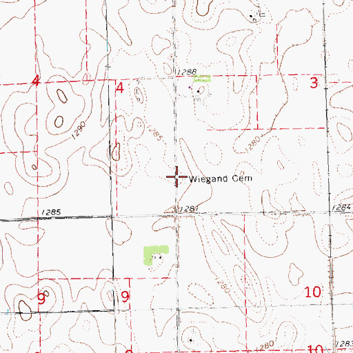 Topographic Map of Wiegand Cemetery, NE