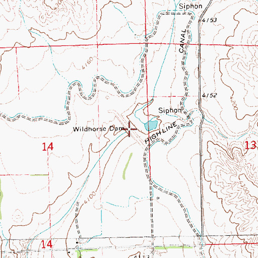 Topographic Map of Wildhorse Dam, NE