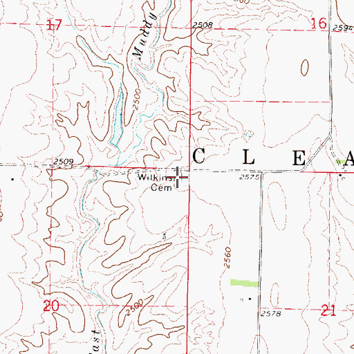 Topographic Map of Evergreen Cemetery, NE