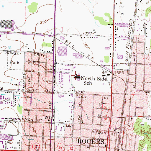 Topographic Map of North Side Elementary School, AR