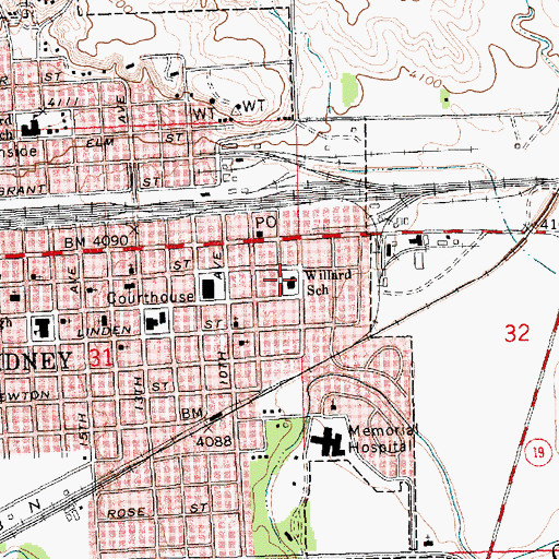 Topographic Map of Willard School, NE